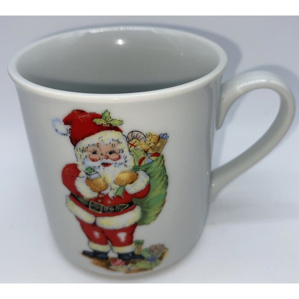 Vintage Schmidt Jolly Santa Claus Sack Gifts Christmas Holiday Mug Cup Porcelain